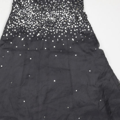 Monsoon Womens Grey Polyester A-Line Size 12 Off the Shoulder Zip