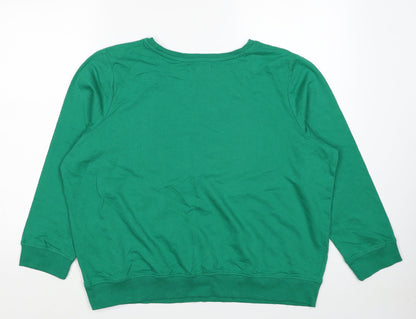 Studio Womens Green Cotton Pullover Sweatshirt Size 16 Pullover