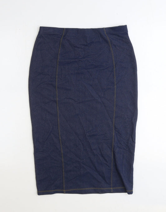 Dorothy Perkins Womens Blue Polyester Straight & Pencil Skirt Size 10