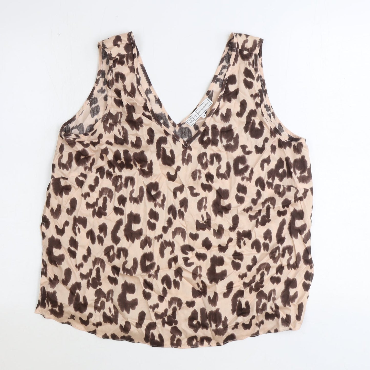 John Lewis Womens Brown Animal Print Polyester Basic Tank Size 14 V-Neck - Leopard Pattern