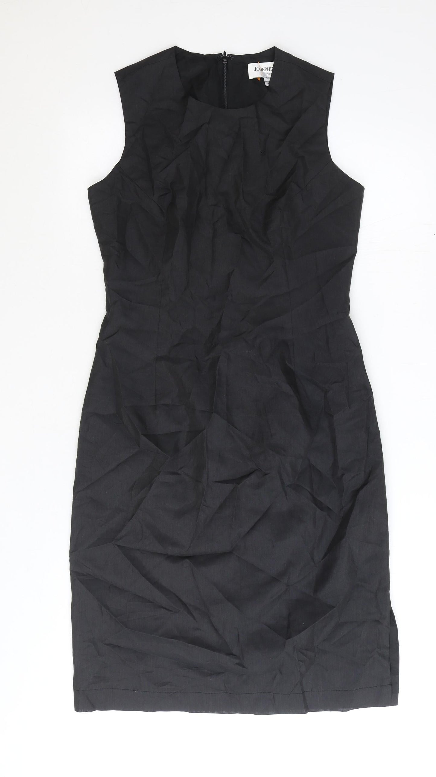 Josephine Sasso Womens Black Polyester Pencil Dress Size S Scoop Neck Zip
