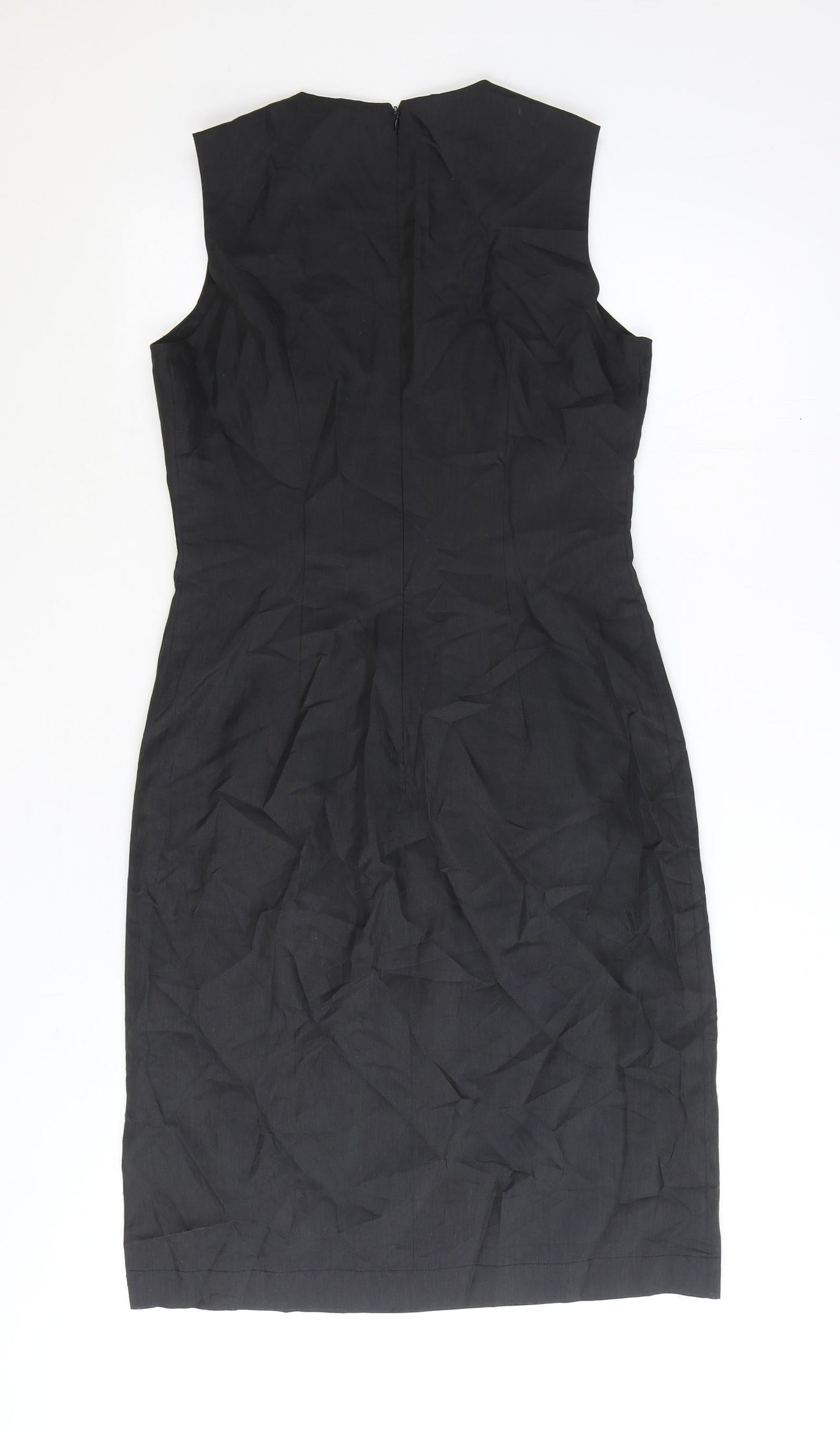 Josephine Sasso Womens Black Polyester Pencil Dress Size S Scoop Neck Zip
