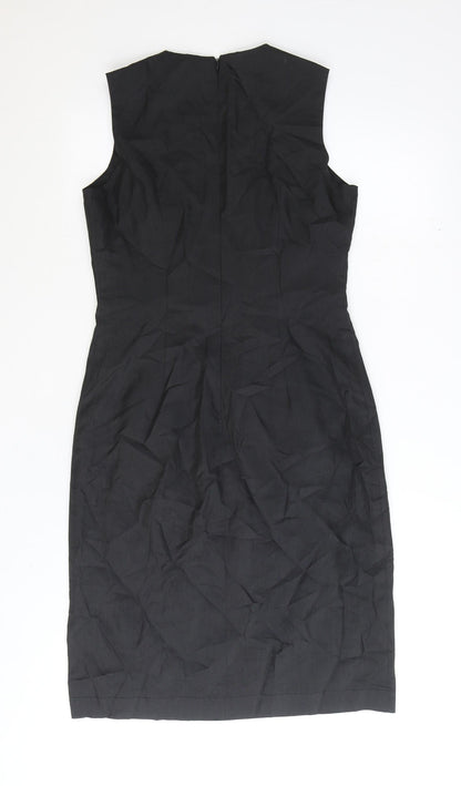 Josephine Sasso Womens Black Polyester Pencil Dress Size S Scoop Neck Zip