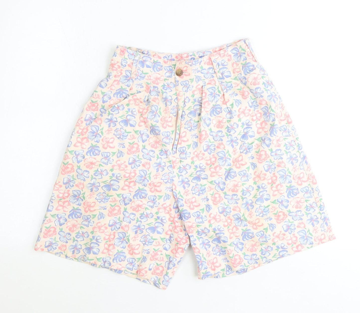 Intentions Womens Pink Floral Polyester Bermuda Shorts Size 6 Regular Zip