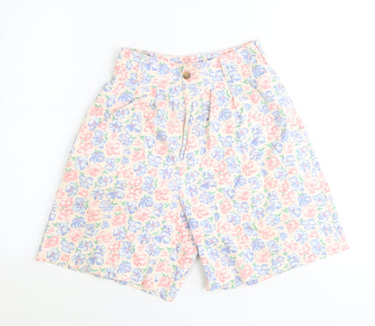 Intentions Womens Pink Floral Polyester Bermuda Shorts Size 6 Regular Zip