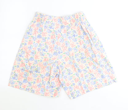 Intentions Womens Pink Floral Polyester Bermuda Shorts Size 6 Regular Zip