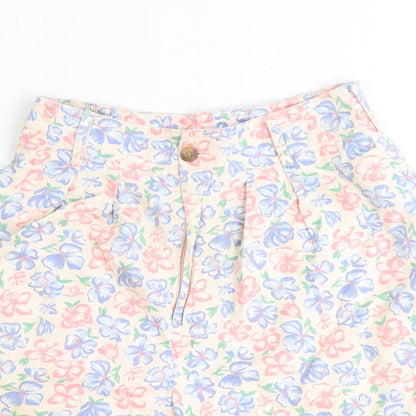 Intentions Womens Pink Floral Polyester Bermuda Shorts Size 6 Regular Zip