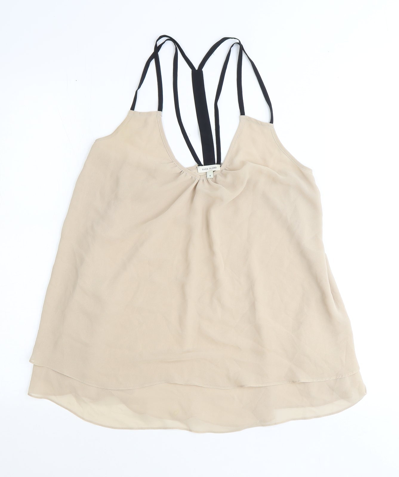 Womens UK Size 8 River Island Beige Basic Tank
