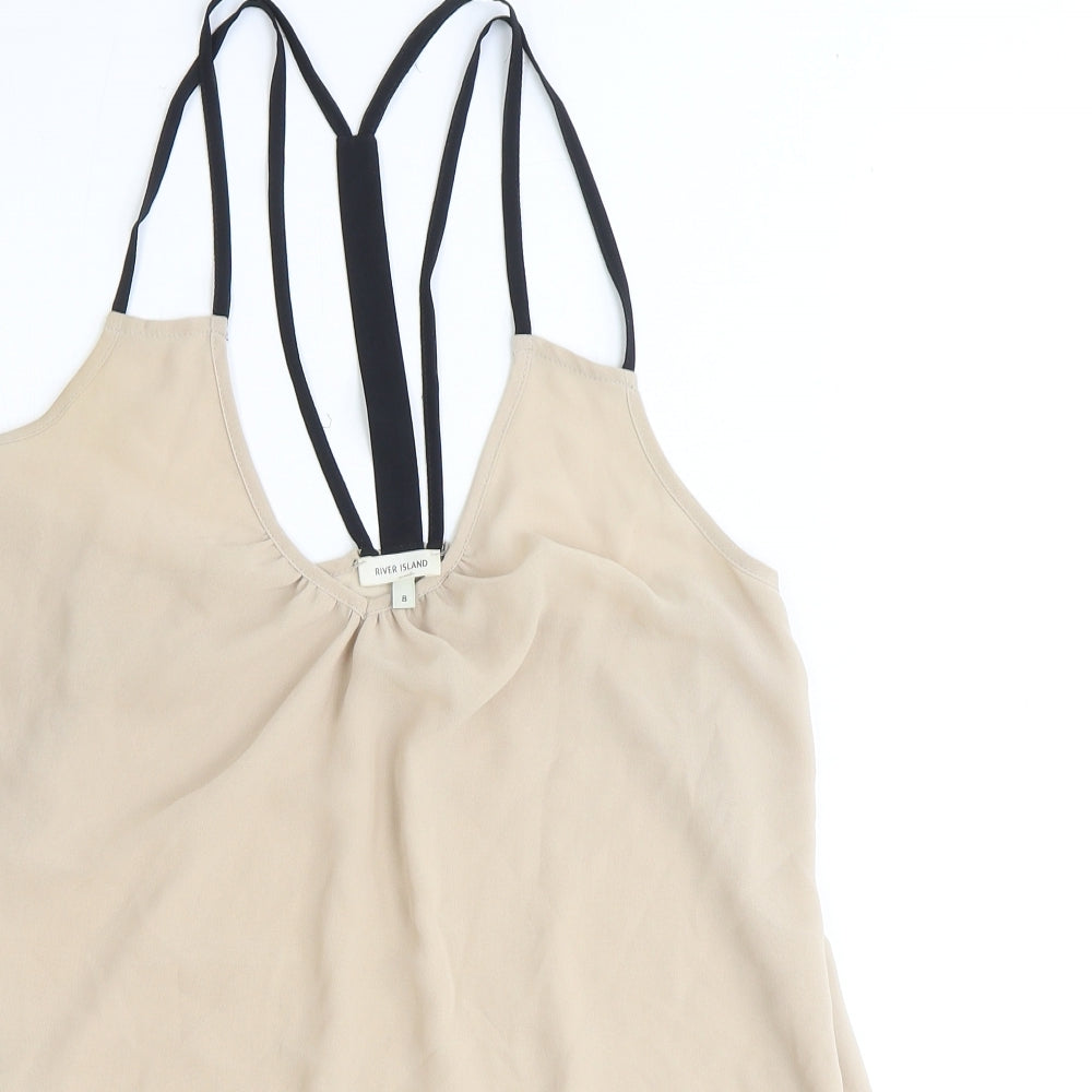 Womens UK Size 8 River Island Beige Basic Tank