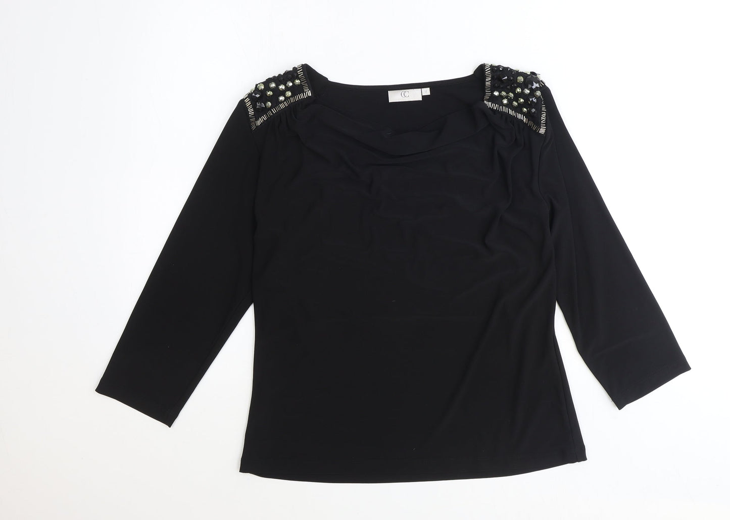 Womens UK Size M CC Black Basic T-Shirt