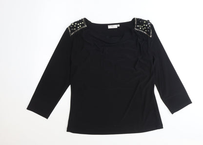 Womens UK Size M CC Black Basic T-Shirt