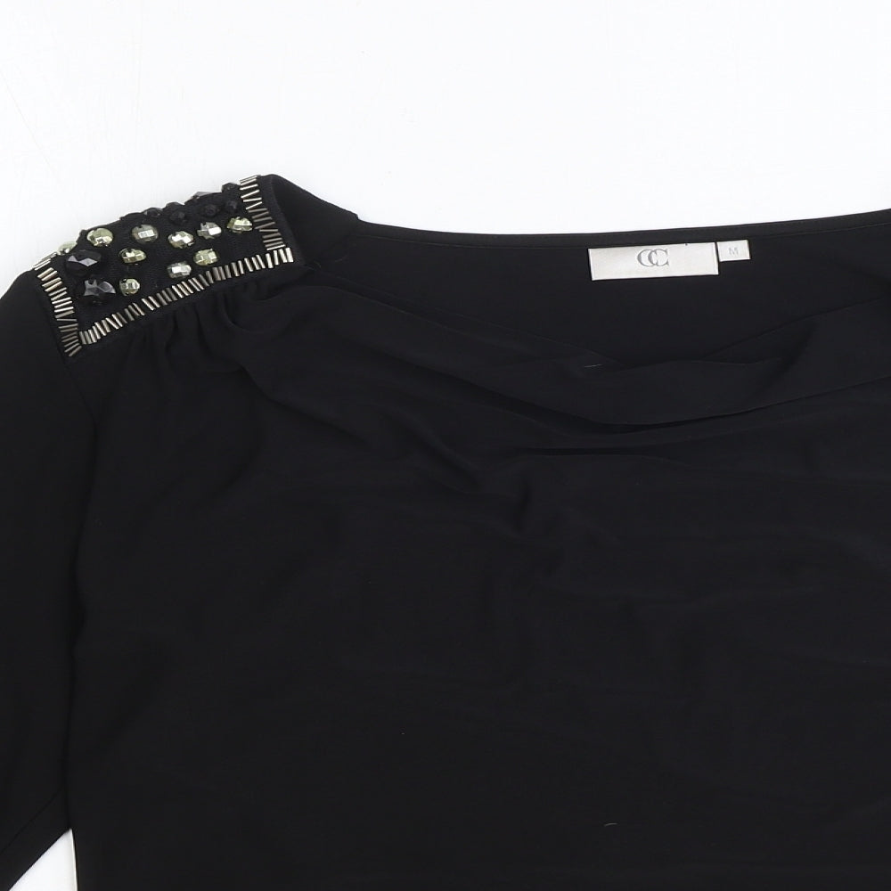 Womens UK Size M CC Black Basic T-Shirt