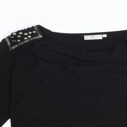 Womens UK Size M CC Black Basic T-Shirt