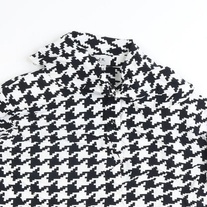 jenni R Womens Black Geometric Polyester Basic Blouse Size 14 High Neck