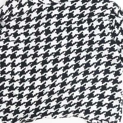 jenni R Womens Black Geometric Polyester Basic Blouse Size 14 High Neck