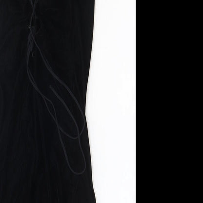 ASOS Womens Black Polyester Mini Size 8 V-Neck Tie - Lace Up Back Detail
