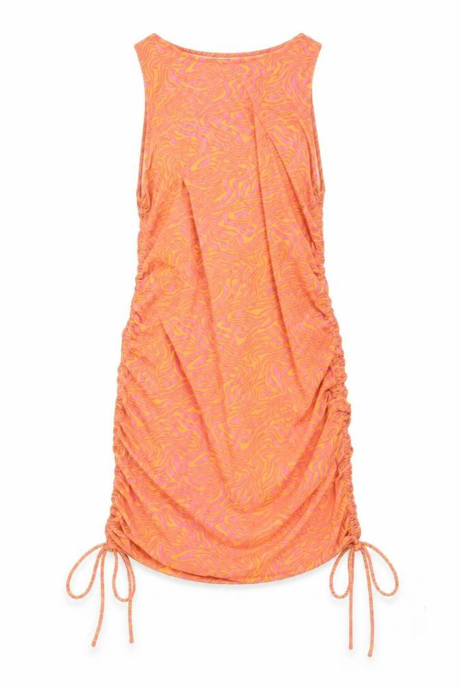 Motel Womens Orange Geometric Polyester Bodycon Size S Boat Neck Pullover