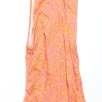 Motel Womens Orange Geometric Polyester Bodycon Size S Boat Neck Pullover