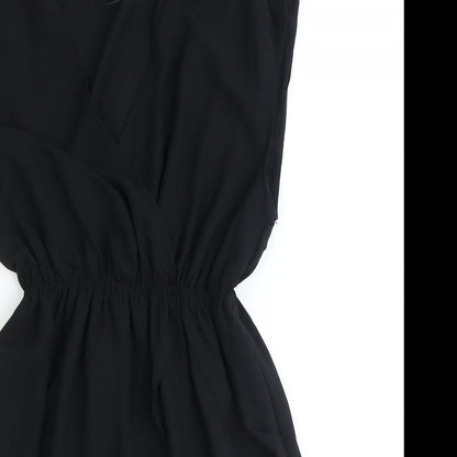 H&M Womens Black Polyester Fit & Flare Size 6 V-Neck Pullover - Elastic Waist