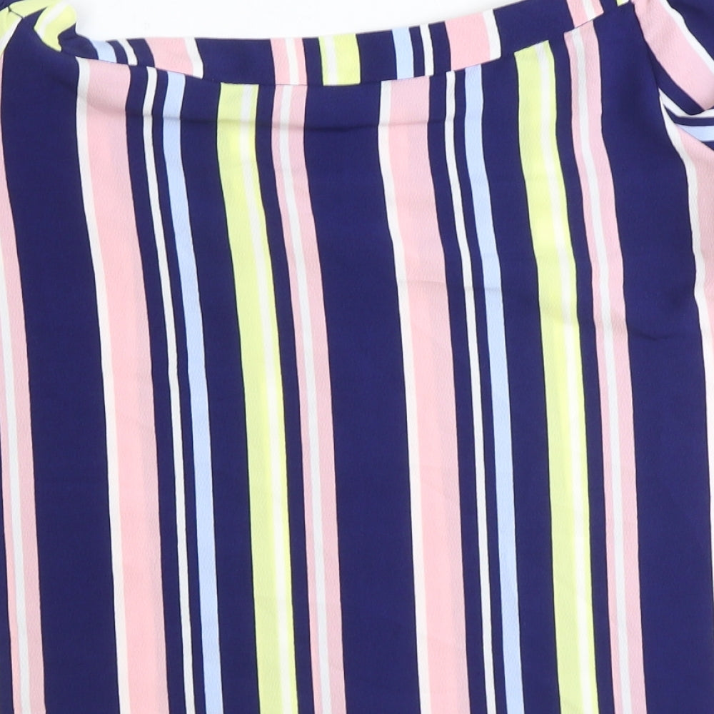 George Womens Multicoloured Striped Polyester Basic Blouse Size 10 Boat Neck
