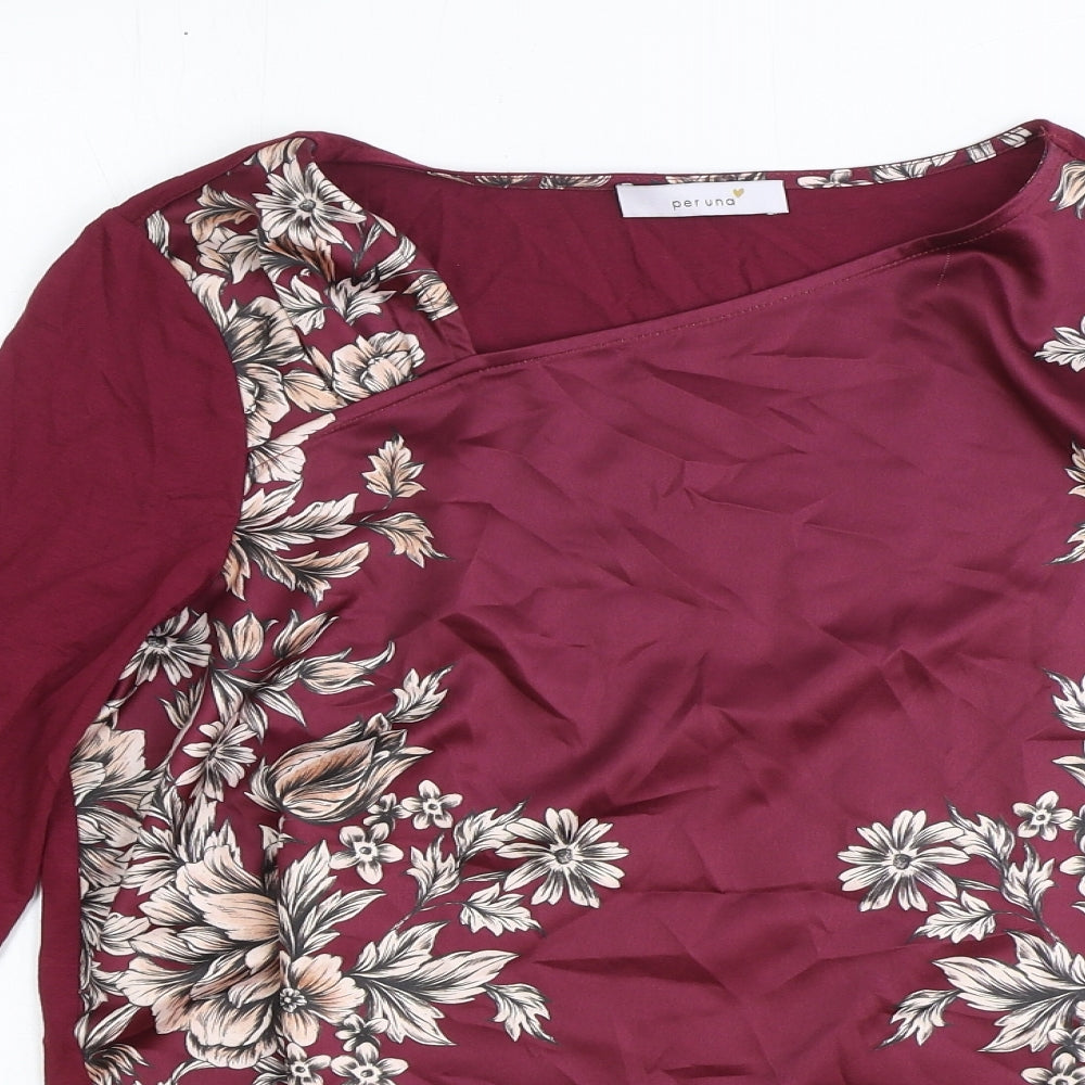 Womens UK Size 12 Per Una Red Basic T-Shirt