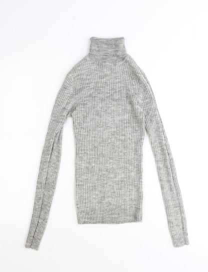 Brave Soul Womens Grey High Neck Polyester Pullover Jumper Size XS