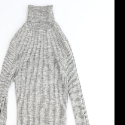 Brave Soul Womens Grey High Neck Polyester Pullover Jumper Size XS