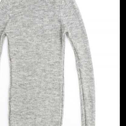 Brave Soul Womens Grey High Neck Polyester Pullover Jumper Size XS