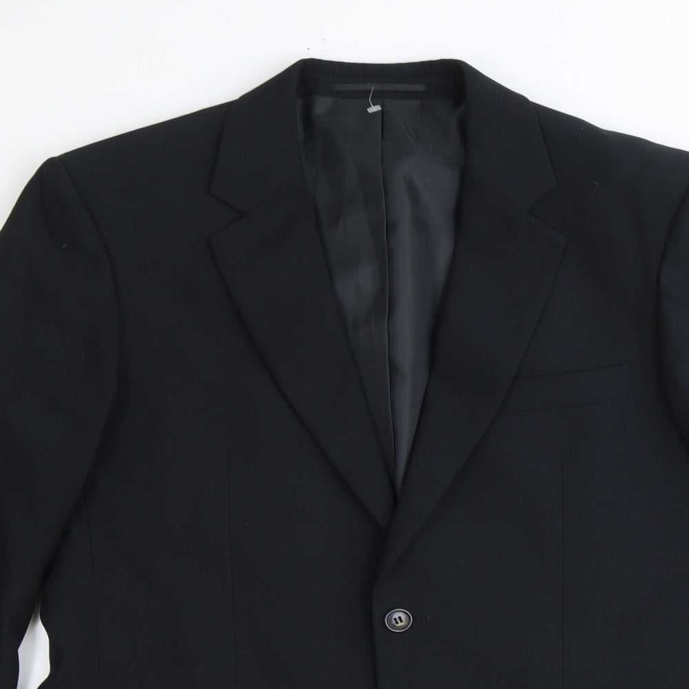 Petroleum Mens Black Polyester Jacket Suit Jacket Size 38 Regular