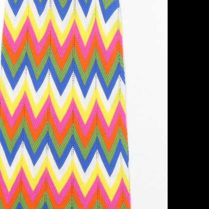 QED London Womens Multicoloured Geometric Acrylic Tank Dress Size M Round Neck Tie