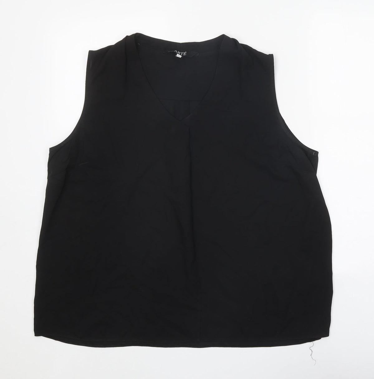 Arte Womens Black Polyester Basic Blouse Size 16 V-Neck