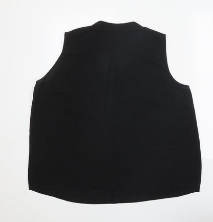 Arte Womens Black Polyester Basic Blouse Size 16 V-Neck