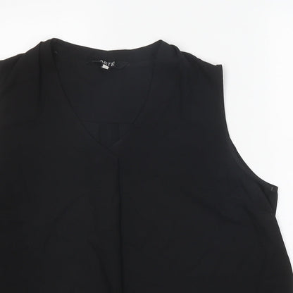 Arte Womens Black Polyester Basic Blouse Size 16 V-Neck