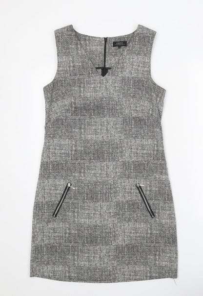 Papaya Womens Grey Cotton A-Line Size 8 V-Neck Zip