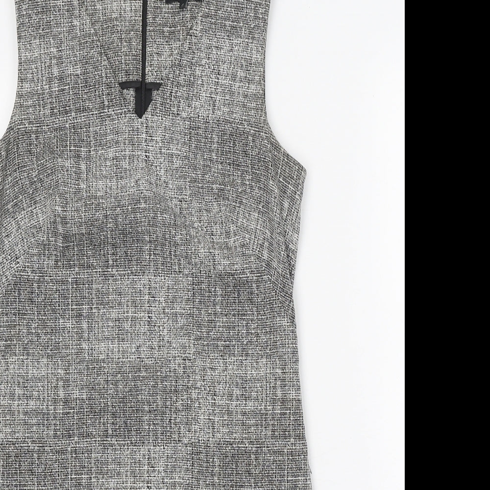 Papaya Womens Grey Cotton A-Line Size 8 V-Neck Zip