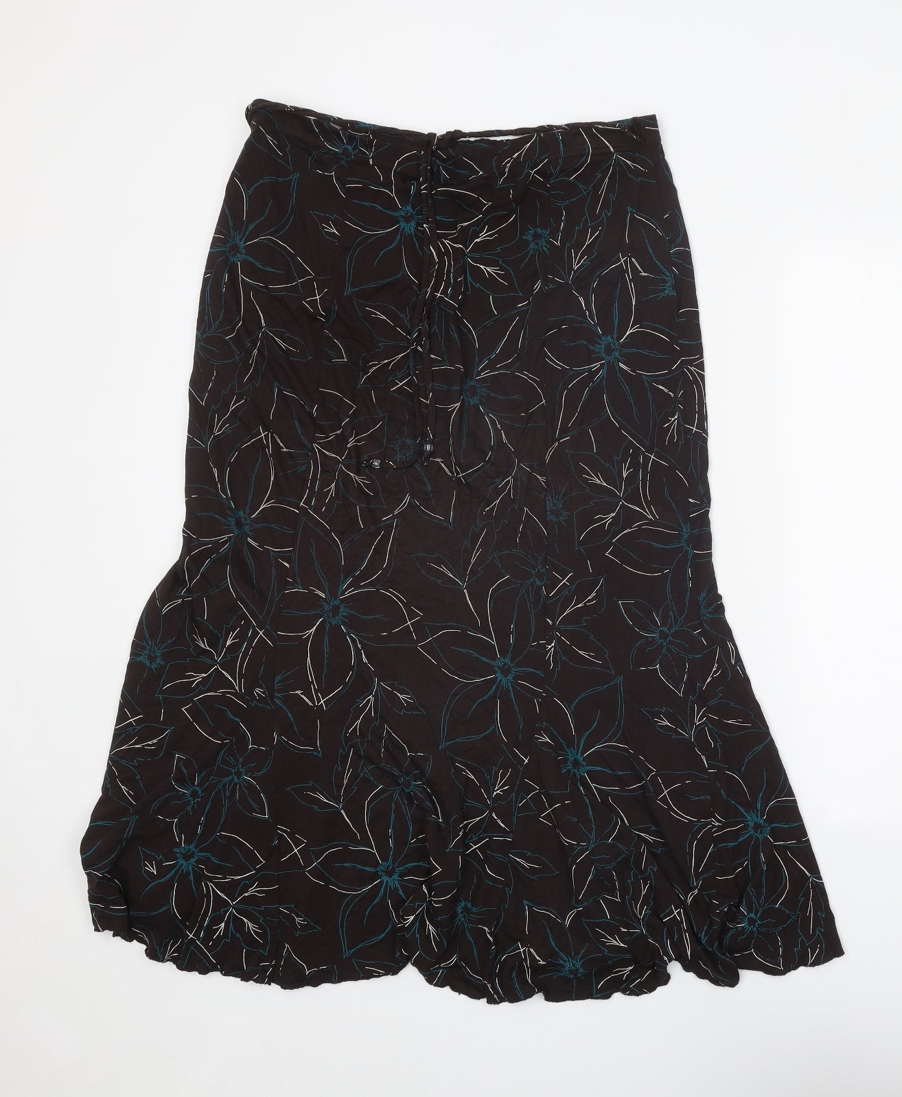 Kinnik Womens Brown Floral Polyester A-Line Skirt Size 32 in Tie