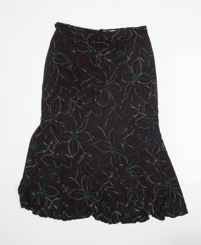 Kinnik Womens Brown Floral Polyester A-Line Skirt Size 32 in Tie