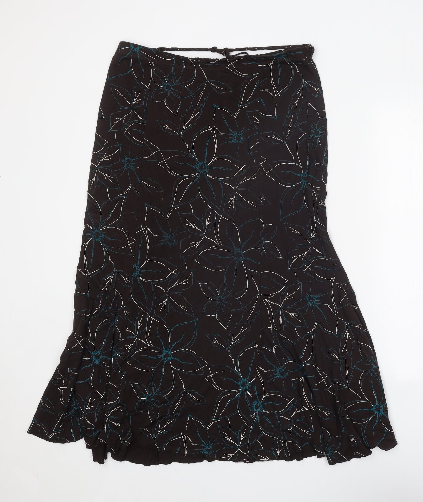 Kinnik Womens Brown Floral Polyester A-Line Skirt Size 32 in Tie