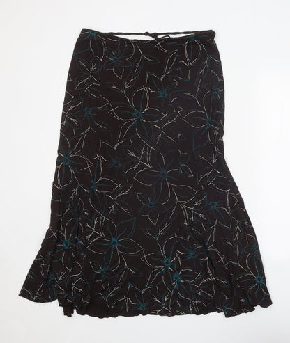 Kinnik Womens Brown Floral Polyester A-Line Skirt Size 32 in Tie