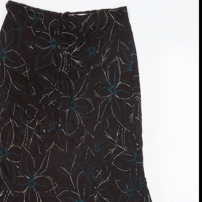 Kinnik Womens Brown Floral Polyester A-Line Skirt Size 32 in Tie