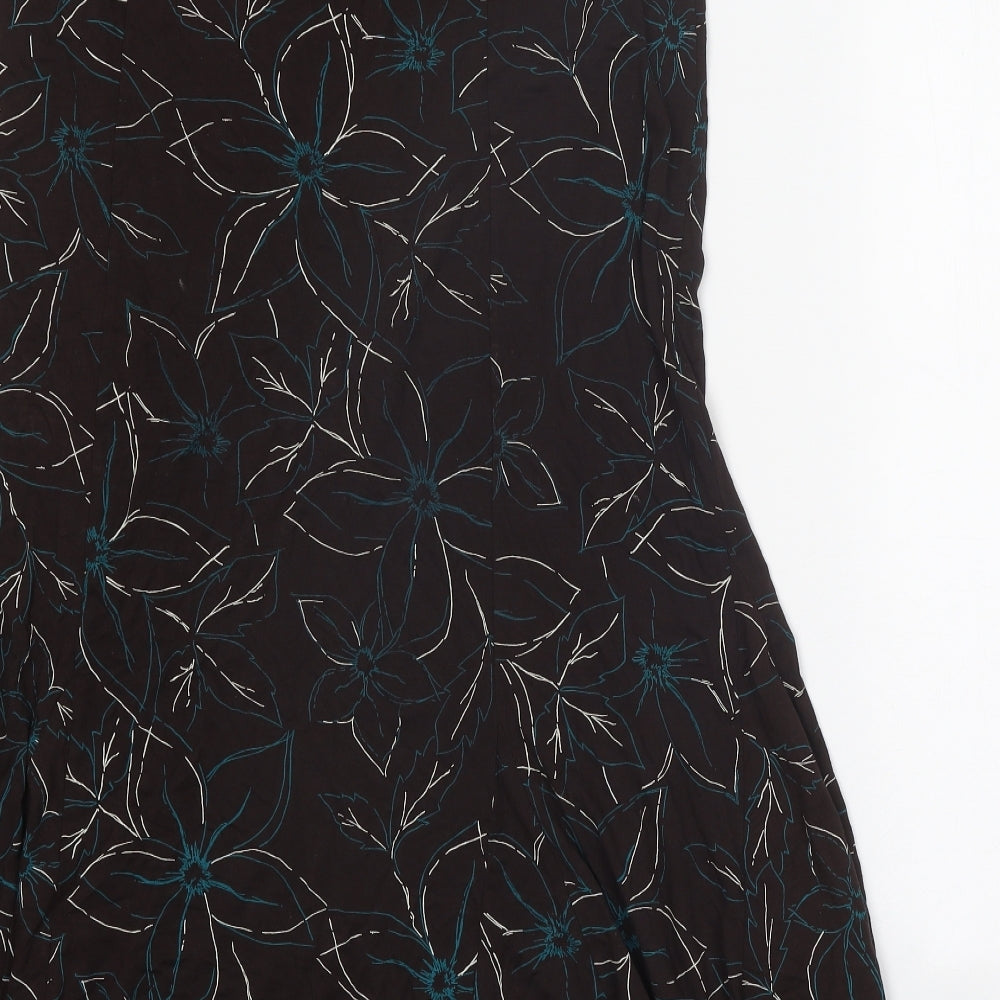 Kinnik Womens Brown Floral Polyester A-Line Skirt Size 32 in Tie