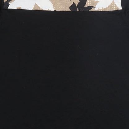 Fransa Womens Black Floral Viscose Basic Blouse Size S Square Neck