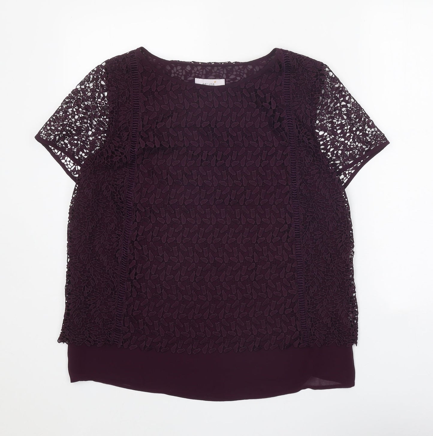 Womens UK Size 12 Per Una Purple Basic T-Shirt