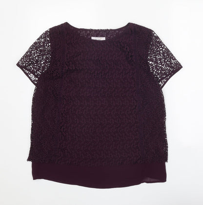 Womens UK Size 12 Per Una Purple Basic T-Shirt