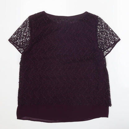 Womens UK Size 12 Per Una Purple Basic T-Shirt