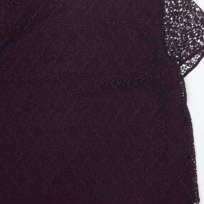 Womens UK Size 12 Per Una Purple Basic T-Shirt