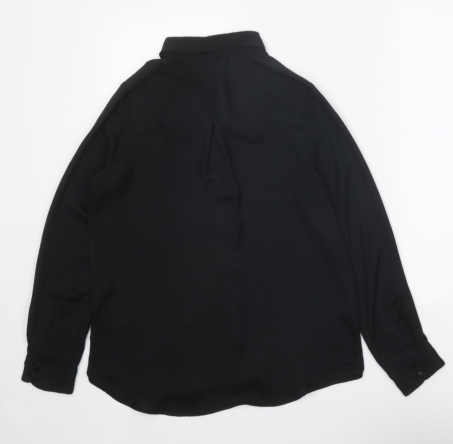 Womens UK Size 10 H&M Black Basic Button-Up