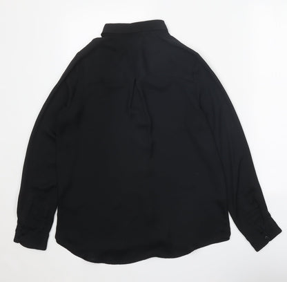 Womens UK Size 10 H&M Black Basic Button-Up