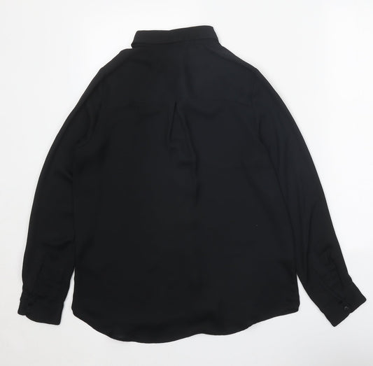 Womens UK Size 10 H&M Black Basic Button-Up