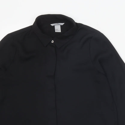 Womens UK Size 10 H&M Black Basic Button-Up